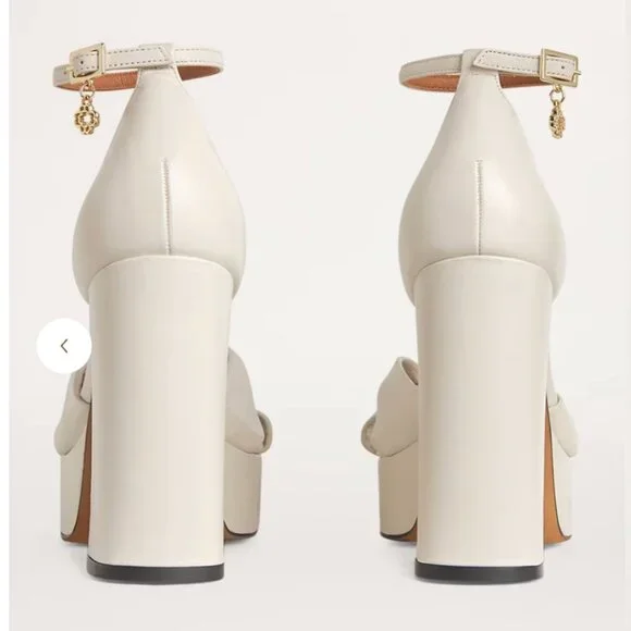 MAJE OFF-WHITE Leather platform sandals (SIZE 7.5) - Picture 3 of 4